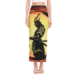 Sunset Samurai Warrior Print Side Slit Maxi Skirt