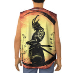 Sunset Samurai Warrior Print Sleeveless Baseball Jersey