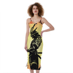 Sunset Samurai Warrior Print Slim Fit Midi Cami Dress