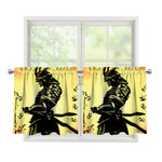 Sunset Samurai Warrior Print Tier Curtains