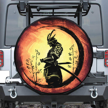 Sunset Samurai Warrior Print Tire Cover