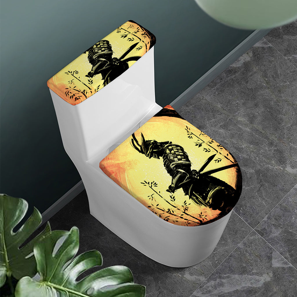 Sunset Samurai Warrior Print Toilet Lid And Tank Cover Set