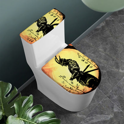 Sunset Samurai Warrior Print Toilet Lid And Tank Cover Set