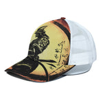 Sunset Samurai Warrior Print White Mesh Trucker Cap