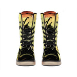 Sunset Samurai Warrior Print Winter Boots