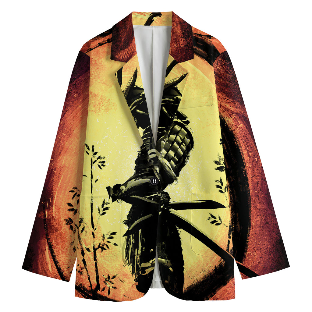 Sunset Samurai Warrior Print Women's Blazer