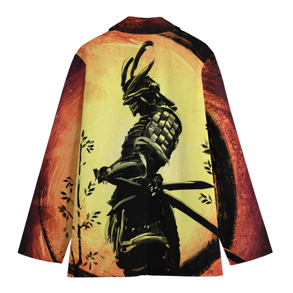 Sunset Samurai Warrior Print Women's Blazer
