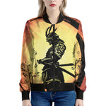 Sunset Samurai Warrior Print Women's Bomber Jacket