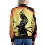 Sunset Samurai Warrior Print Women's Bomber Jacket