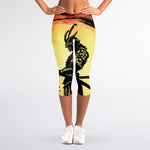 Sunset Samurai Warrior Print Women's Capri Leggings