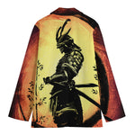 Sunset Samurai Warrior Print Women's Cotton Blazer