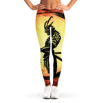 Sunset Samurai Warrior Print Women's Leggings