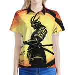 Sunset Samurai Warrior Print Women's Polo Shirt