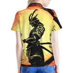 Sunset Samurai Warrior Print Women's Polo Shirt
