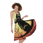Sunset Samurai Warrior Print Women's Sleeveless Dress