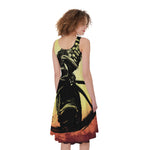 Sunset Samurai Warrior Print Women's Sleeveless Dress