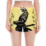 Sunset Samurai Warrior Print Women's Split Running Shorts