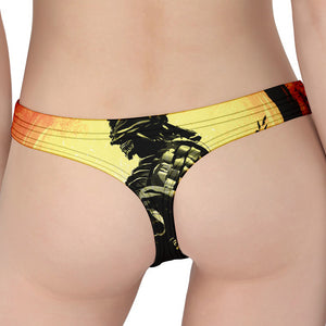 Sunset Samurai Warrior Print Women's Thong