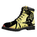 Sunset Samurai Warrior Print Padded Collar Lace Up Boots