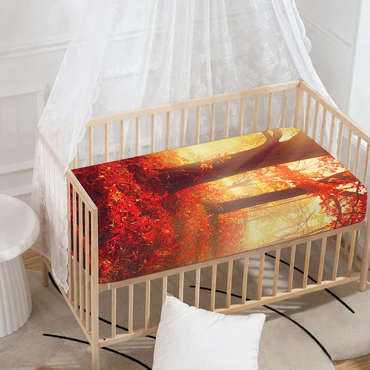 Sunshine Autumn Tree Print Baby Crib Sheet