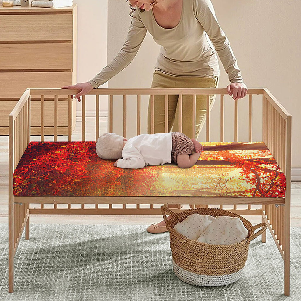 Sunshine Autumn Tree Print Baby Crib Sheet