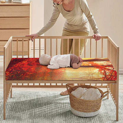 Sunshine Autumn Tree Print Baby Crib Sheet