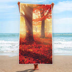 Sunshine Autumn Tree Print Beach Towel