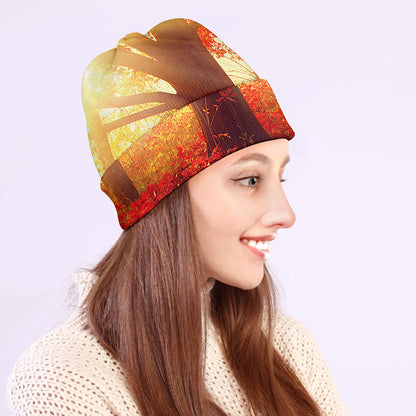 Sunshine Autumn Tree Print Beanie