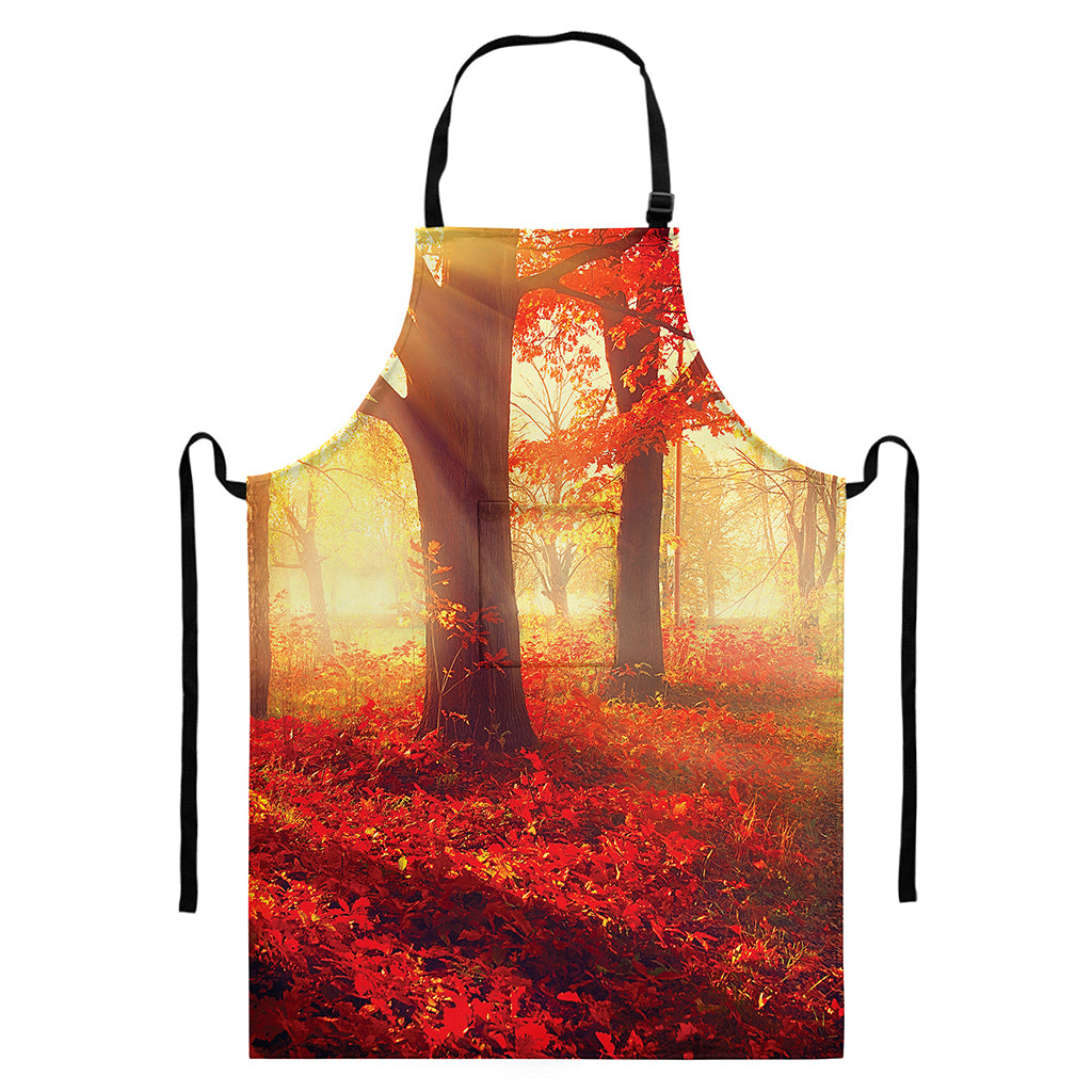 Sunshine Autumn Tree Print Bib Apron With Pocket