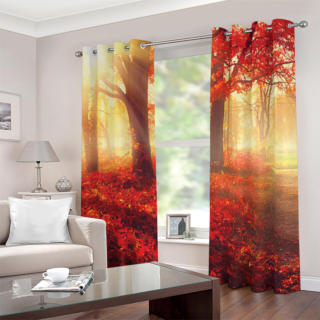 Sunshine Autumn Tree Print Blackout Grommet Curtains