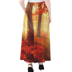 Sunshine Autumn Tree Print Chiffon Maxi Skirt