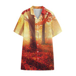 Sunshine Autumn Tree Print Cotton Hawaiian Shirt