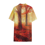 Sunshine Autumn Tree Print Cotton Hawaiian Shirt