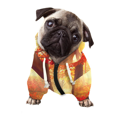 Sunshine Autumn Tree Print Dog Zip Up Hoodie