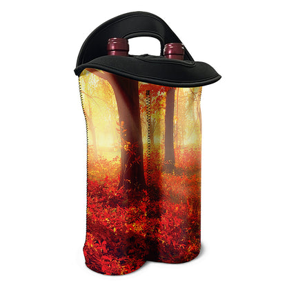 Sunshine Autumn Tree Print Double Neoprene Wine Tote