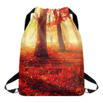 Sunshine Autumn Tree Print Drawstring Backpack