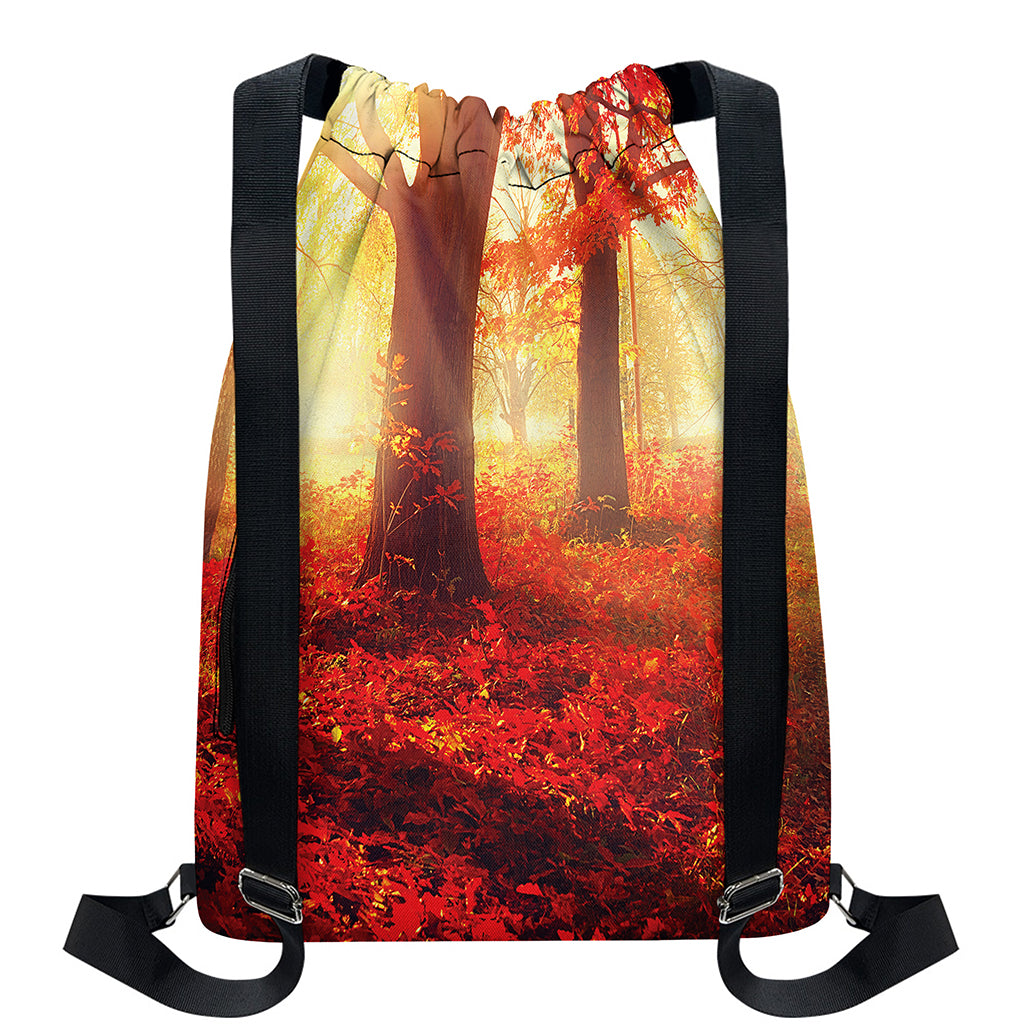 Sunshine Autumn Tree Print Drawstring Backpack