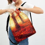 Sunshine Autumn Tree Print Drawstring Backpack