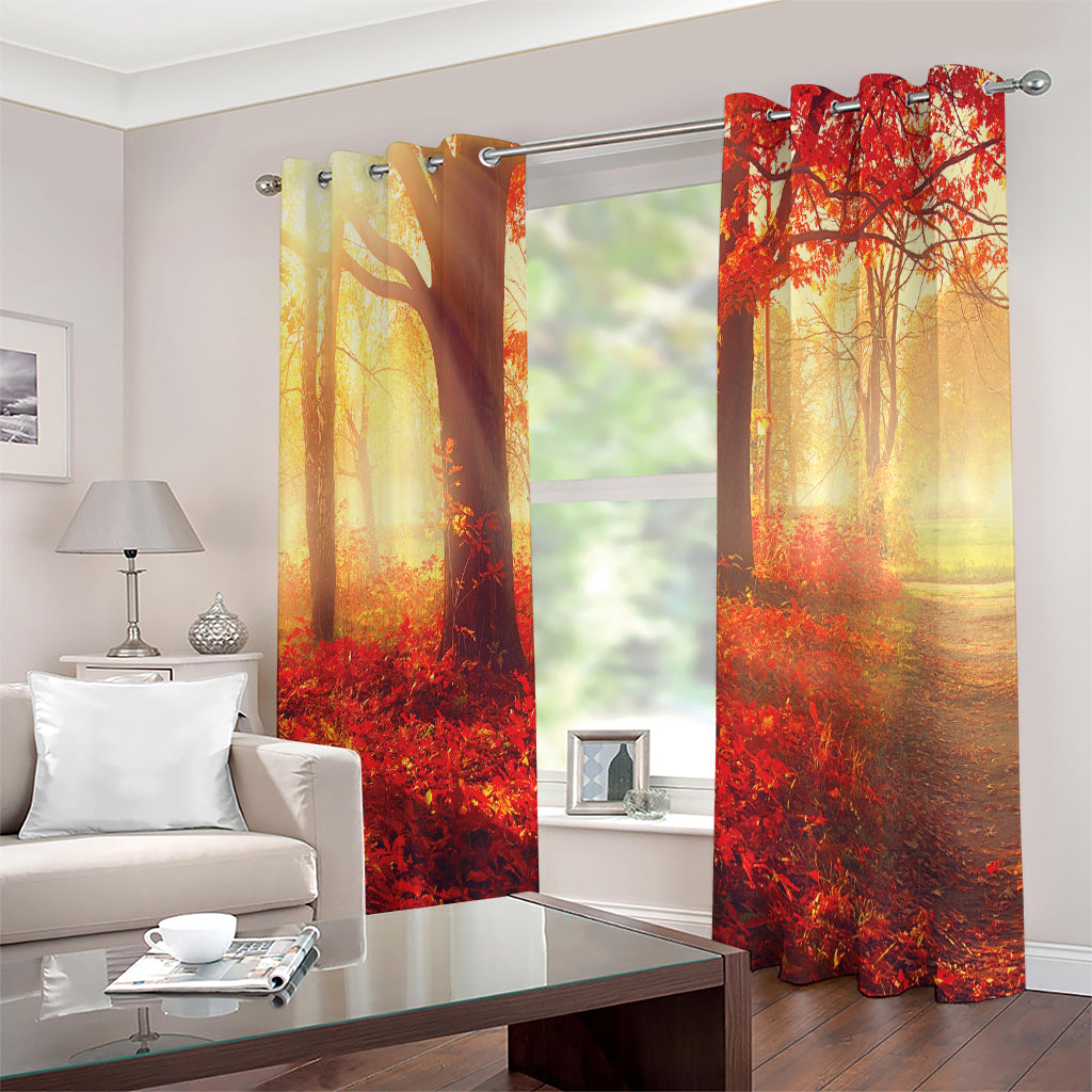 Sunshine Autumn Tree Print Extra Wide Grommet Curtains