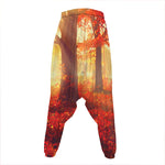 Sunshine Autumn Tree Print Hammer Pants