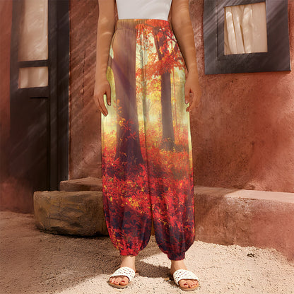 Sunshine Autumn Tree Print Harem Pants