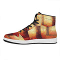 Sunshine Autumn Tree Print High Top Leather Sneakers
