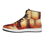 Sunshine Autumn Tree Print High Top Leather Sneakers