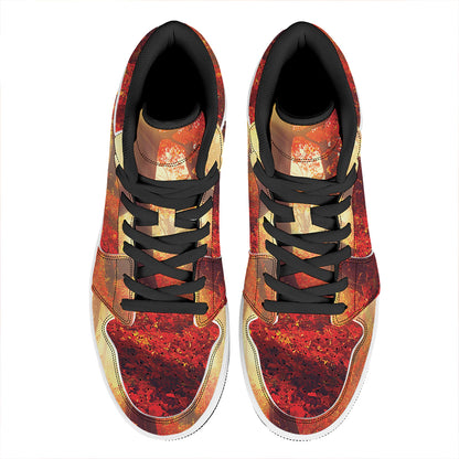 Sunshine Autumn Tree Print High Top Leather Sneakers