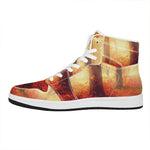 Sunshine Autumn Tree Print High Top Leather Sneakers