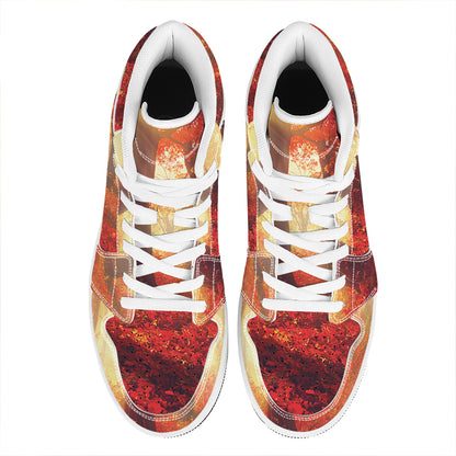 Sunshine Autumn Tree Print High Top Leather Sneakers