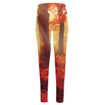 Sunshine Autumn Tree Print High-Waisted Pocket Leggings