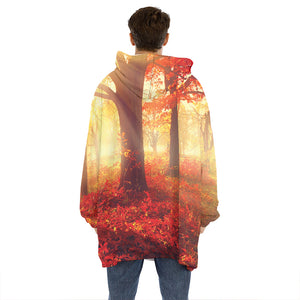 Sunshine Autumn Tree Print Hoodie Blanket