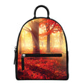 Sunshine Autumn Tree Print Leather Backpack
