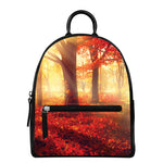 Sunshine Autumn Tree Print Leather Backpack